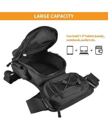 Huntvp Tactical Leg Bag - Military Molle Hip Pocket for Men & Women | Water Repellent Belt Tool Bag for Outdoor Hiking & Motorcycle - Type 2 Black - Buy Online on GoSupps.com