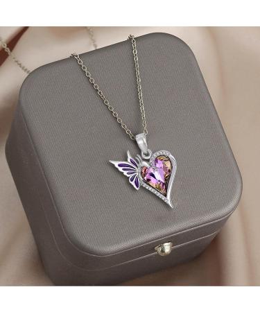 Oralgo's Handmade Minimalist Vintage Necklace - Collarbone Chain with Butterfly Crystal & Heart - Perfect Gift for Jewelry Collectors - Buy Online on GoSupps.com