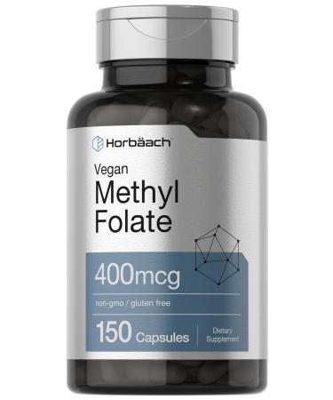 Horb ach Methyl Folate 400 mcg | 150 Vegan Capsules | Non-GMO Gluten Free | Dietary Supplement