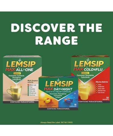 Lemsip Max Cold & Flu Blackcurrant Hot Drink - 10 Sachets with Paracetamol for Fever, Headaches, Body Aches, Blocked Nose & Sore Throat Relief - Buy Online on GoSupps.com