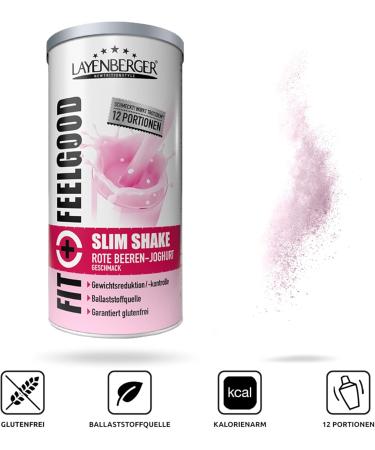 Layenberger Fit+Feelgood Slim Shake Red Currant Yogurt Meal Replacement for Weight Loss and Control Replaces 12 Meals at Only 213 Kcal Per Meal Gluten Free 1 x 396 g - Buy Online on GoSupps.com
