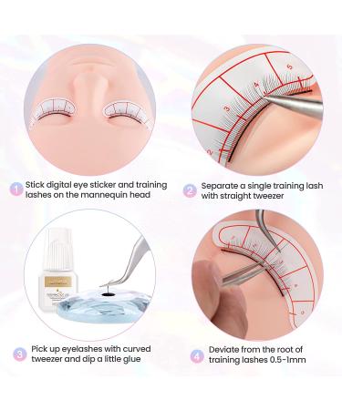 LANKIZ Eyelash Extension Kit for Beginners - Mannequin Head Practice Set with Individual Lashes, Glue, Tweezers and Training Lashes - Buy Online on GoSupps.com