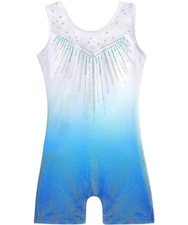 DAXIANG Girls Gymnastics Leotard with Black Shorts Unitard in Blue Pink | Size 4-5 Years - Buy Online on GoSupps.com