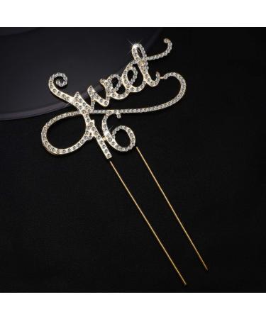 NUOBESTY Sweet 16 Cake Topper - 16th Birthday Cake Topper - Gold Glitter - Sweet Sixteen Birthday Party Decorations - Buy Online on GoSupps.com