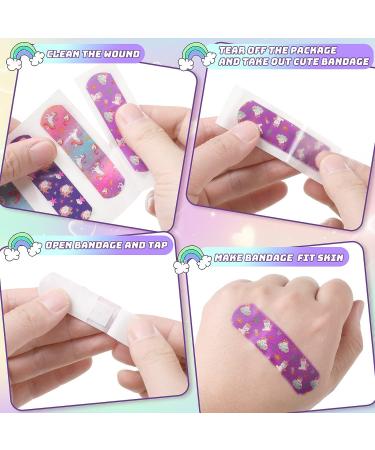 Kids Bandages Variety Pack - 6 Cute Unicorn Patterns for Girls - 120 Pcs Adhesive Bandages for Comfortable Protection - Buy Online on GoSupps.com