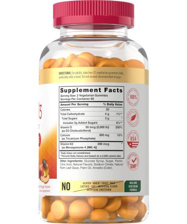 Carlyle D3 K2 Gummies 120 Count with Calcium | Vegetarian Non-GMO and Gluten Free Supplement - Buy Online on GoSupps.com