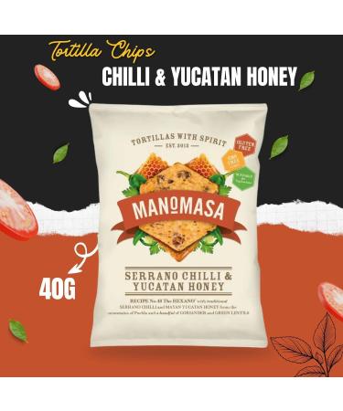 Manomasa Gluten Free Tortilla Chips Pick N Mix - Choose From 3 Flavours | Chipotle & Lime Manchego & Green Olive Serrano Chilli & Yucatan Honey Tortillas with Spirit Chip - Pack of 3 (1 of Each) 40 g (Pack of 3) - Buy Online on GoSupps.com