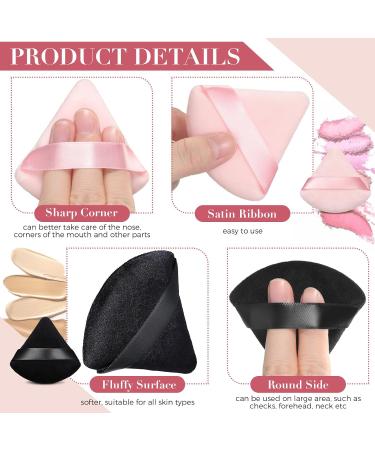 4 Pcs Triangle Makeup Sponge Set | Soft Velvet Body & Face Puff for Foundation & Loose Powder - Black Pink - Buy Online on GoSupps.com