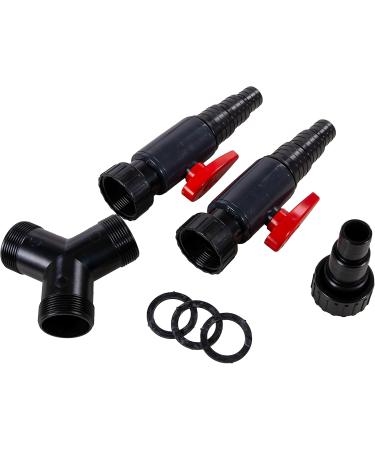 Aquafort 3-Way Valve Y-Water Divider 25/32/38mm | Adjustable for Water Ornaments & Waterfalls | Includes 2 Ball Cocks | Easy Hose Connection | Black - Buy Online on GoSupps.com