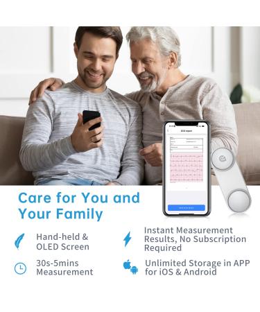 Wellue DuoEK-S Personal ECG Monitor - Bluetooth Wireless Portable Heart Monitor with OLED Screen - iOS & Android App - 30s to 5 Min Monitoring - Buy Online on GoSupps.com