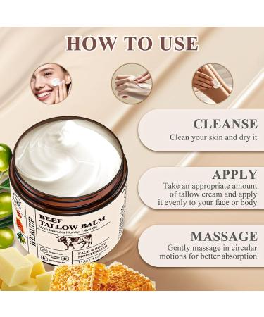 WEAUUP Beef Tallow for Skin Organic Grass Fed Whipped Beef Tallow Balm Tallow and Honey Balm with Raw Honey and Beeswax Nourishing Moisturizer for Face & Body Natural Skin Care for Soft - Buy Online on GoSupps.com