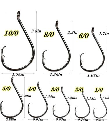 200Pcs DAMIDEL Octopus Fishing Hooks | Forged Steel | Barbed Design | Off-Set Point | Closed Eye | Mixed Sizes 10/0 to 1/0 - Buy Online on GoSupps.com