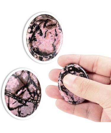 Nupuyai Rhodonite Oval Thumb Worry Stone Set - Healing Anxiety Stress Relief Crystal Therapy - Buy Online on GoSupps.com