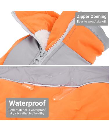 Waterproof Fleece Lined Dog Jacket - Warm Winter Coat for Small Dogs - Stylish Orange Design - Buy Online on GoSupps.com
