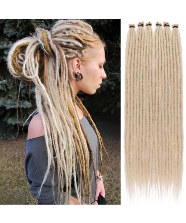 Leeven 40 Strands Blonde Dreadlock Extension 24 Inch Reggae Braids Locs Synthetic Hippie Single Ended Dreads 0.6 Width Handmade Dreads Hair Extensions /613# 24 Inch (40 Strands) Blonde /613#