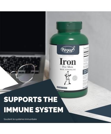 VORST Iron Supplement for Men Max Strength 180 Vegan Capsules | Made with Ferrous Fumarate | Alternative to Liquid | 1 Bottle 180 count (Pack of 1) - Buy Online on GoSupps.com