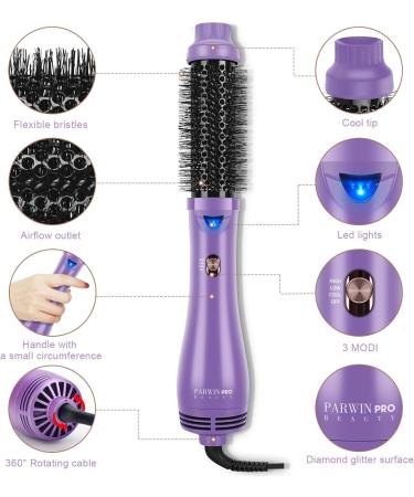 PARWIN PRO BEAUTY One-Step Hair Dryer Brush 4-in-1 Volumizing Hot Air Brush - 1000W Purple - Buy Online on GoSupps.com