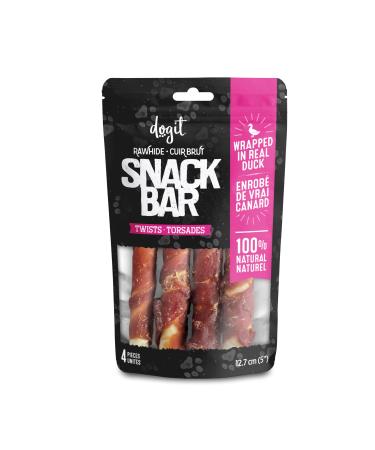 Dogit Snack Bar Rawhide Dog Treats Duck-Wrapped Twists 4 pcs Dog Treats for Large Dogs Dog Chews Friandise Pour Chien Rawhide Dog Chews Gaterie Pour Chien