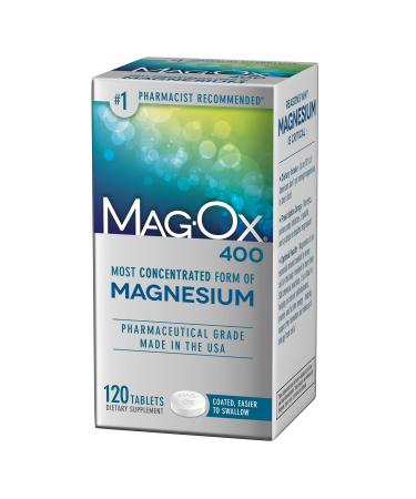 Mag-Ox Magnesium Supplement  Pharmaceutical Grade Magnesium Oxide 483mg  Most Concentrated Form of Magnesium  120 Tablets 120 Count (Pack of 1)