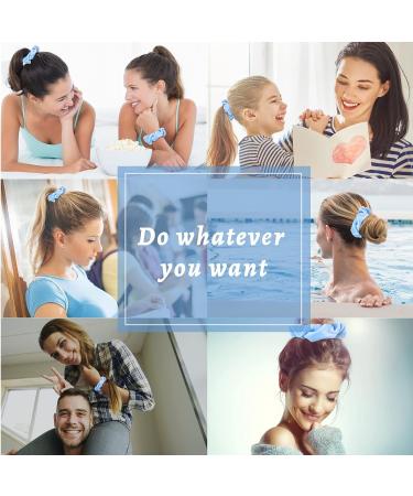 Araluky 12 Pack Blue Velvet Hair Scrunchies for Women - Elastic Thin Hair Bands - Satin Hair Ties - Bulk Hair Accessories - Buy Online on GoSupps.com