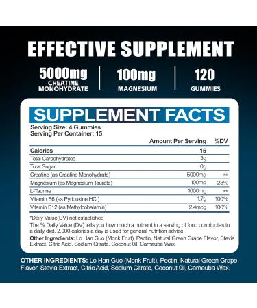 Buy Sugar Free Creatine Monohydrate Gummies (5000mg) | 120 Count for Muscle Support & Energy - Pineapple Flavor - International Shipping - Buy Online on GoSupps.com