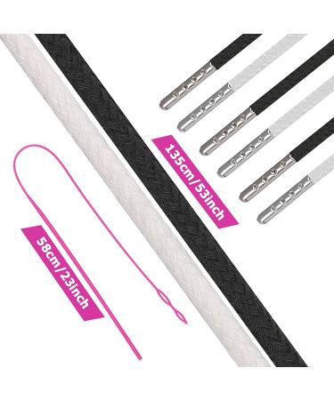 10 Pcs Drawstring Cords w/ Easy Threaders | Pink Flex Drawstring Threaders for Hoodies, Pants, Shoes | 5 Black & 5 White - Buy Online on GoSupps.com
