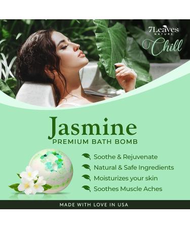 7Leaves Nature Premium Jasmine Bath Bombs - Large 6oz Fizzies for Skin Moisturizing & Relaxing Spa Bath - Handmade Gift Idea for Mother's Day, Valentine's, Anniversary, Christmas - Buy Online on GoSupps.com