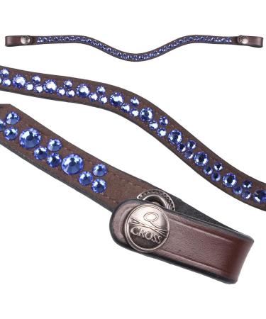 Netproshop Leather Forehead Straps Eldorado Wave Shape with Rhinestones for Bridle - COB/Full Size Brown-Tangerine - Buy Online on GoSupps.com
