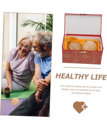 Beaupretty 2 STK Chinese Handballs - Marble Massage Balls for Muscle Relief & Fitness | Baoding Balls - 5.50cm Yellow - Buy Online on GoSupps.com