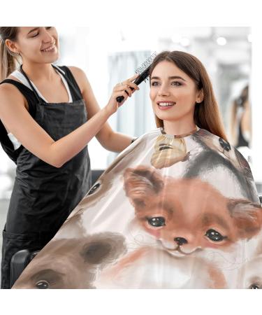 Waterproof Barber Cape with Watercolor Patterns & Woodland Animals - Unisex Hair Cutting Bib for Men - Cheetah Design Deer Rabbits Hedgehogs Bears Owls Foxes - Buy Online on GoSupps.com