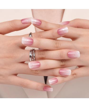 Danni & Toni Gilded Sunset Half Hardened Gel Nail Foils - Pink Silver Glossy Nail Set | Self-Adhesive UV Gel Nail Wraps 28 Stickers - Buy Online on GoSupps.com