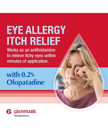 Glenmark Therapeutics Once Daily Olopatadine Eye Drops for Allergies Redness Relief Antihistamine Allergy Relief from Pet Dander Pollen Grass Ragweed Olopatadine HCl 0.2% 2.5ml (Twin-Pack) Twin Pack - Buy Online on GoSupps.com
