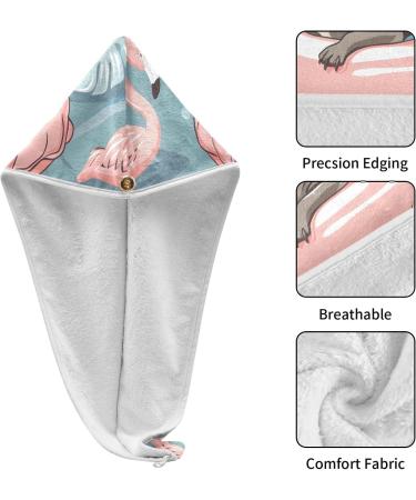 Dog Swimming Ring Flamingo Hair Towel 2 Pack | Super Absorbent Quick Dry Turbans for Women & Girls - Buy Online on GoSupps.com