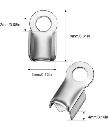 304 Stainless Steel Fold Over Cord Ends 3x8mm - 100 Pieces | Jewelry Making Connectors - Buy Online on GoSupps.com