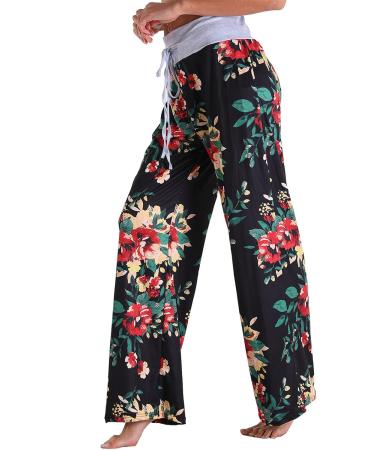 Haiorziyou Women Summer Wide Leg Beach Pants - High Waist Yoga & Aladin Style - XXL Black - Comfortable & Versatile - Buy Online on GoSupps.com