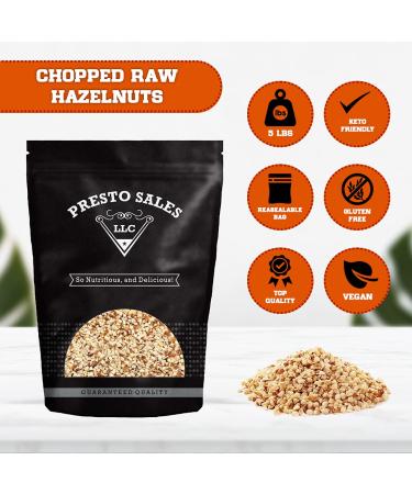 Raw Chopped Filberts/Hazelnuts - Highly Nutritious Vegan Keto Protein Snack | 5 lbs Resealable Bag by Presto Sales LLC - Buy Online on GoSupps.com
