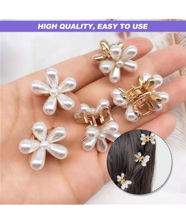 Small Hair Clips Mini Pearl Claw Clip 15 Pcs Small Flower Hair Bangs Clips White Wedding Hair Accessories for Women Girls Brides - Buy Online on GoSupps.com