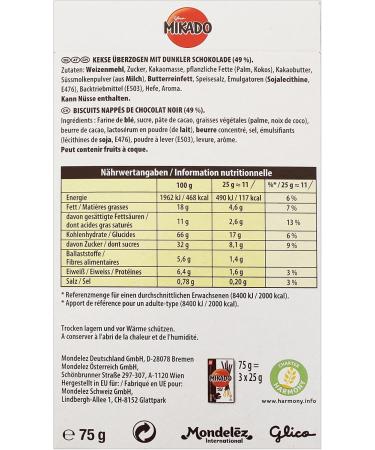  Mondelez International Mikado Dark Chocolate Biscuit Sticks 75g Pack of 2 - Buy Online on GoSupps.com