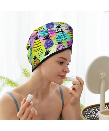 Graffiti Pineapples Microfiber Hair Towel - Soft Super Absorbent Quick Dry Hair Wrap for Long Curly & Thick Hair - Coral Velvet for Women - Buy Online on GoSupps.com