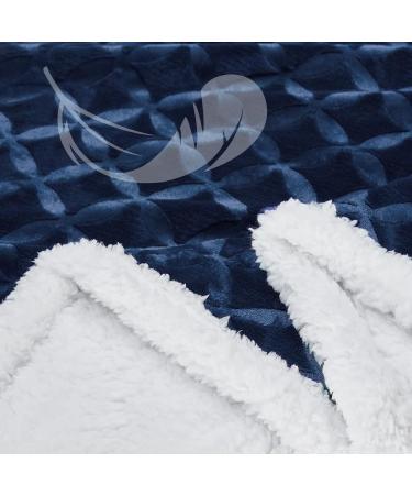 Cozy Sherpa Throw Blanket - Warm Soft Reversible Flannel Fleece - Blue 51x63 - Buy Online on GoSupps.com
