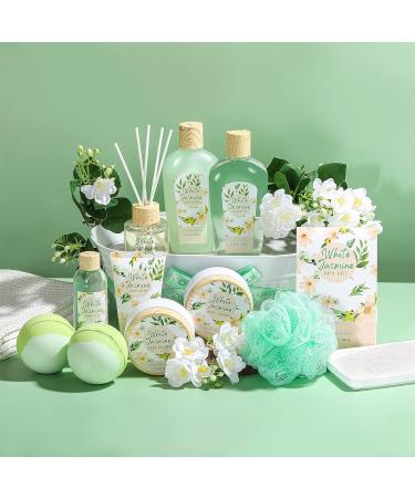 White Jasmine Bath Spa Gift Basket for Women - 12 Piece Set by Green Canyon Spa - Buy Online on GoSupps.com