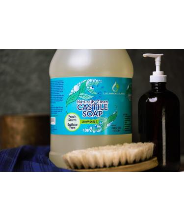 Lemongrass Pure Castile Liquid Soap - Vegan Non-GMO All Skin Types 1 Gallon - Face Hand & Body Wash - Buy Online on GoSupps.com