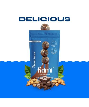 Fidmi Snack Protein Energy Balls Cacao | VEGAN Gluten Free Plant Based Superfood (Cacao) - All Natural Ingredients - Snack Size Bites 3.8 oz (3 count) Cacao Snack - Buy Online on GoSupps.com