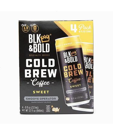 Blk & Bold Cold Brew - Smoove Sweet, Low Calorie, Zero Sugar - Fair Trade Certified Specialty Coffee - B Corp - Black Owned Business - 8 oz Can (Pack of 4) - Buy Online on GoSupps.com