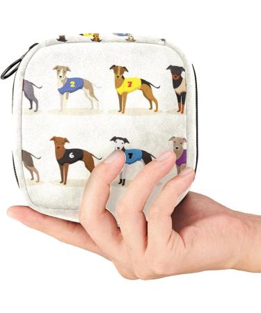 Menstruation Pad Bag with Zipper | Stylish Napkin & Tampon Bag for Women & Girls - Racing Shipping Dog Design - Color 4 - Buy Online on GoSupps.com