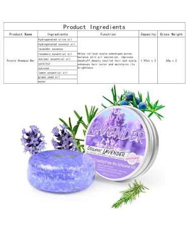 Purple Shampoo Bar Set for Gray Hair - 2 Natural Bars for Thinning Hair - Ideal for Men & Women 55g - Buy Online on GoSupps.com