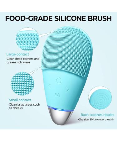 Face Cleansing Brush Mini Silicone Face Scrubber Ipx7 Waterproof Rechargeable for Deep Cleansing Exfoliating and Vibrating Massaging (Blue) - Buy Online on GoSupps.com