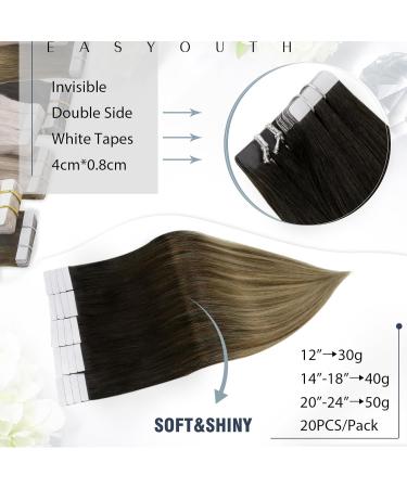 Easyouth Balayage Tape in Hair Extensions - Ombre Black to Brown/Blonde 20 Inch - Seamless 50g 20Pcs - Buy Online on GoSupps.com