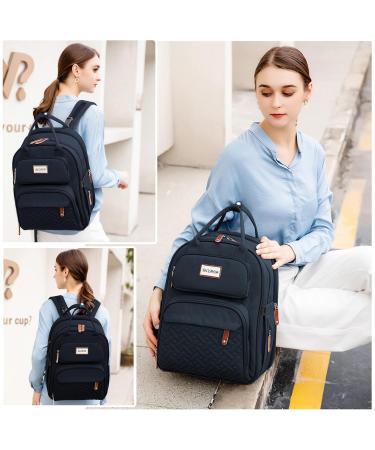 SndMor Diaper Bag Backpack - Stylish Large Capacity Waterproof Baby Bag with Diaper Station & Pad - Unisex Dark Blue/Navy Blue - Buy Online on GoSupps.com