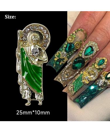 20Pcs San Judas Nail Charms - 3D Nail Diamonds Art Decorations for Acrylic Nails | Rhinestones Gold Charms for Women and Girls - Buy Online on GoSupps.com
